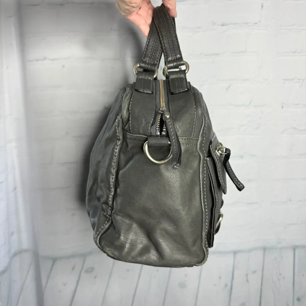 Banana Republic Charcoal Lambskin Leather Slouchy Satchel Hobo Quiet Luxury